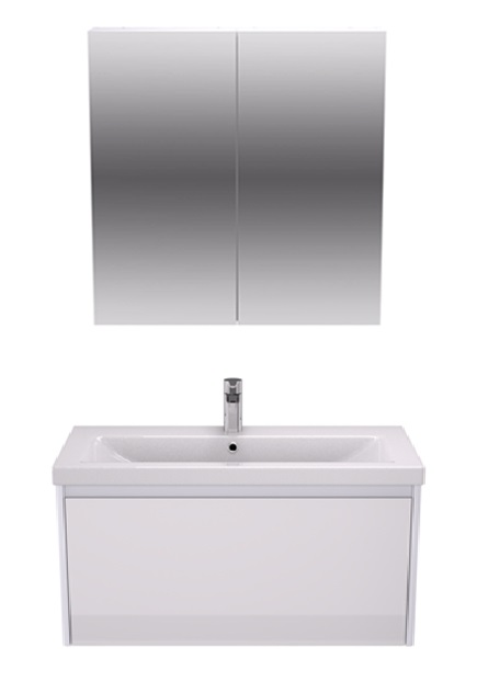 Мебель для ванной Velvex Klaufs 90 см подвесная, 1 ящик белый глянец