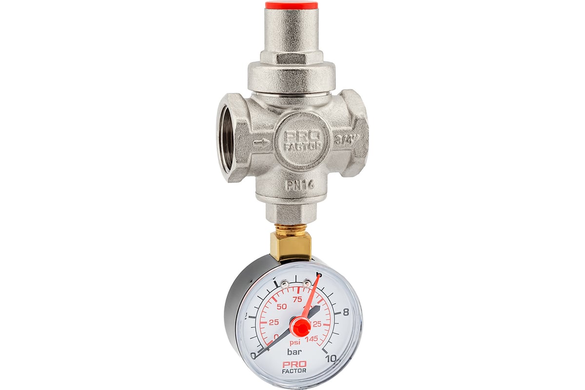 Редуктор давления PROFACTOR поршневой, c манометром 3/4" PF PRV 251.20G