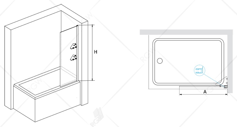 Шторка для ванны RGW Screens SC-53 80x150 прозрачная с полками