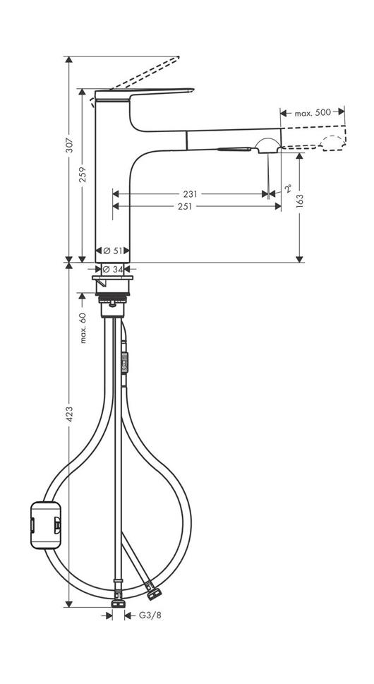 Смеситель для кухни Hansgrohe Zesis M33 2jet 160 74801670 матовый черный