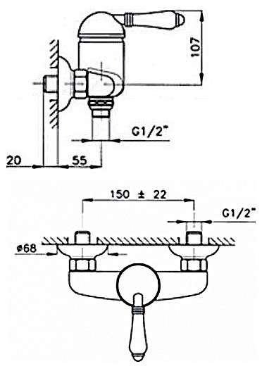 Смеситель для душа Nicolazzi El Capitan 3405BZ75 бронза