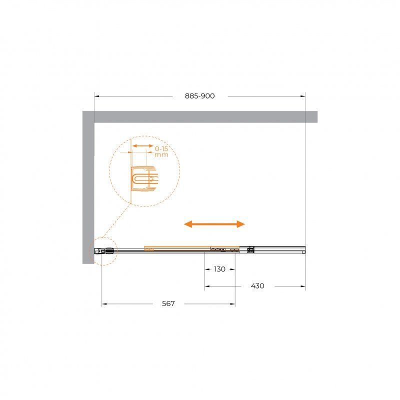 Шторка для ванны Cezares SLIDER-FIX-VF-11-90/150-C-NERO 90x150 прозрачная, черный матовый