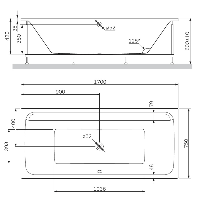 Акриловая ванна Am.Pm Inspire V2.0 W52A-170-075W-A 170x75 см