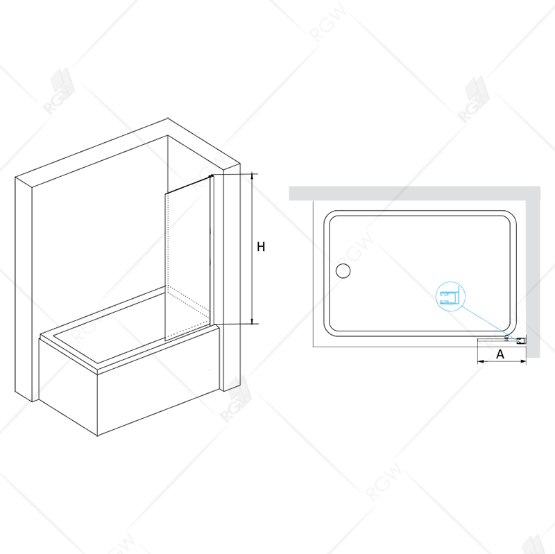 Шторка для ванны RGW Screens SC-056B 50x150 прозрачное, черный 351105650-14