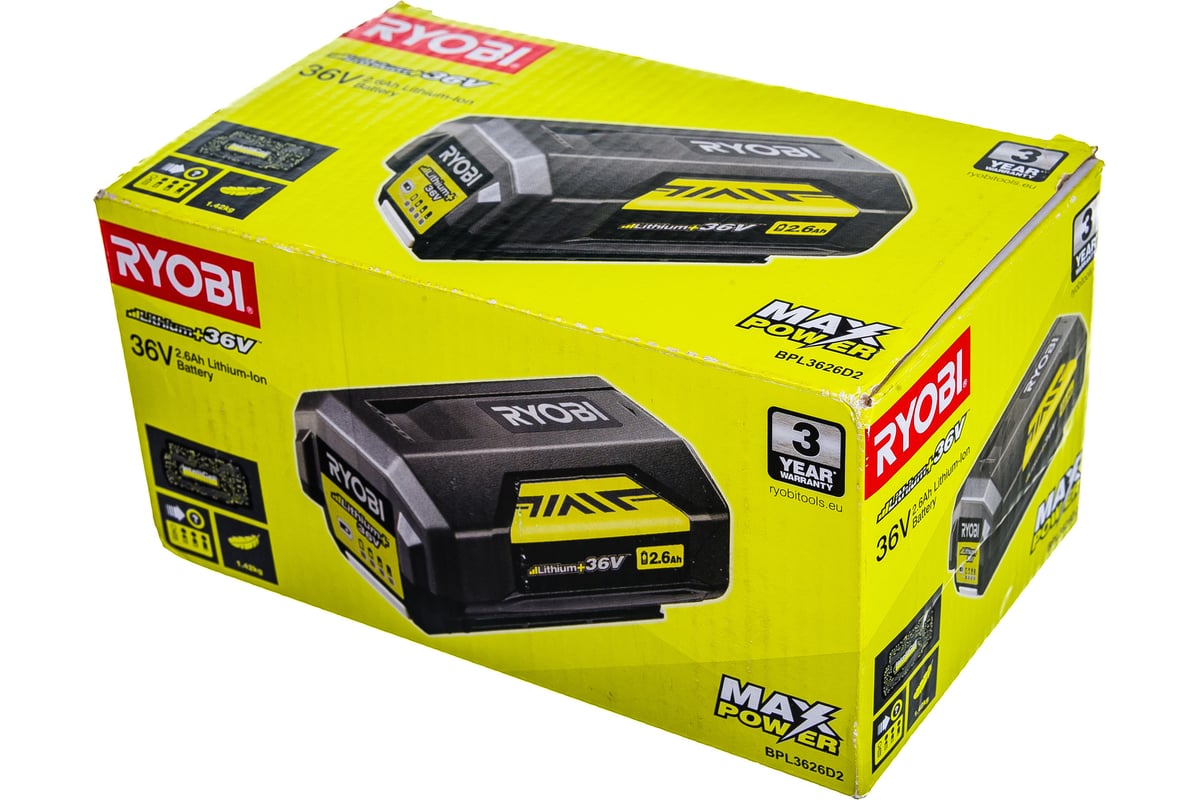 Аккумуляторная батарея (36В; 2.6 Ач; Lithium+) Ryobi BPL3626D2 5133004386