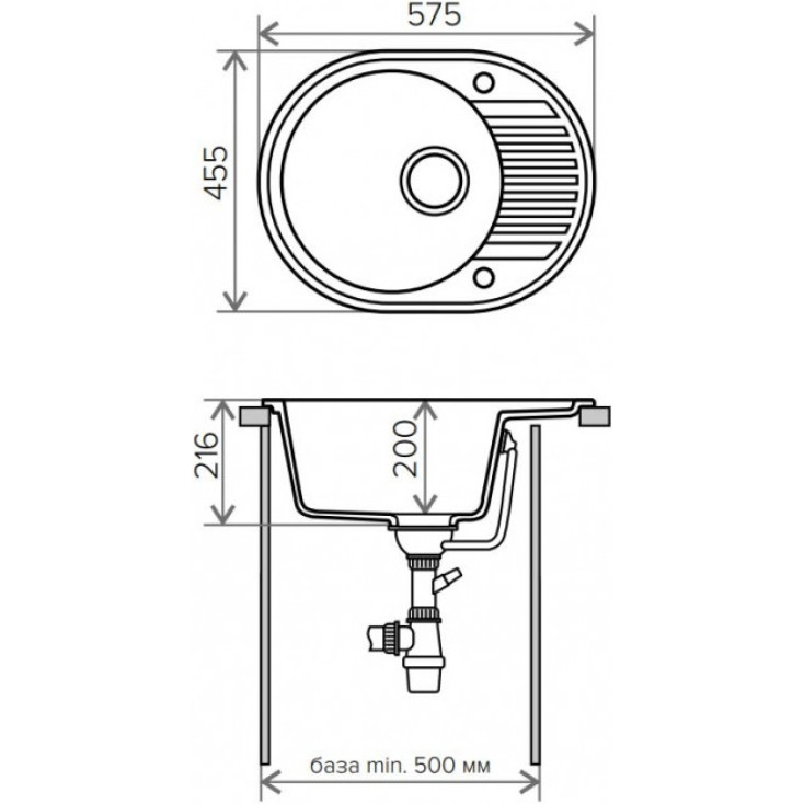 Кухонная мойка Tolero R-122 №701 57.5 см серый