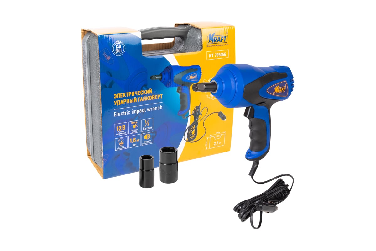 Электрический ударный гайковерт Kraft 1/2", 380 Нм KT 705056