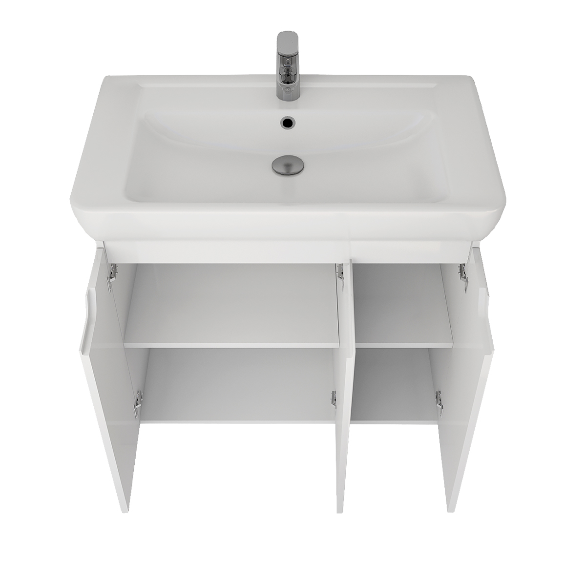 Мебель для ванной Dreja Q Plus 80 см с дверцами, белый с ножками