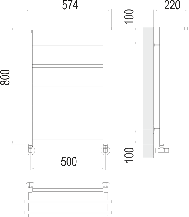 Полотенцесушитель водяной Terminus Контур П7 500x800, 4670078529718 с полкой