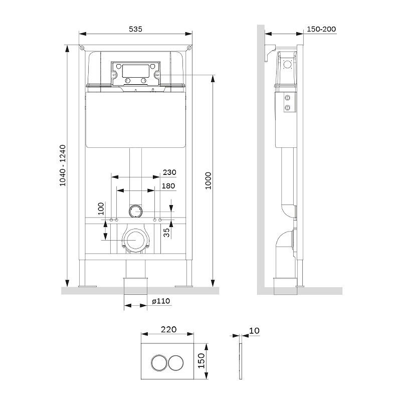 Инсталляция для унитаза Am.Pm ProC I012707.0201 с клавишей, белый глянец