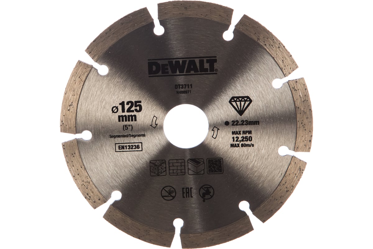 Диск алмазный сегментированный для УШМ универсальный (125х22,2 мм) DeWalt DT 3711