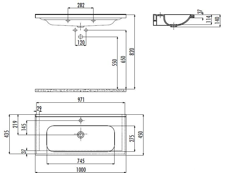 Раковина Creavit Ideal ID100 100 см