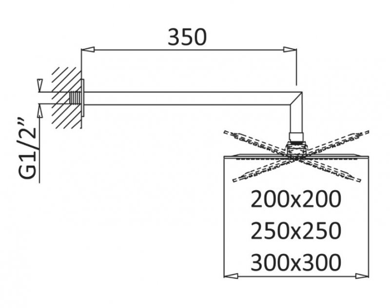 Верхний душ Cezares Porta PORTA-TDDQ-30-NOP 30 см черный матовый