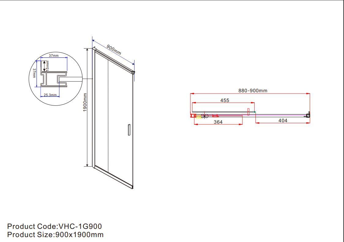 Душевой уголок Vincea Гарда (Garda) VSS-1G9095CL 95x90 хром, прозрачное