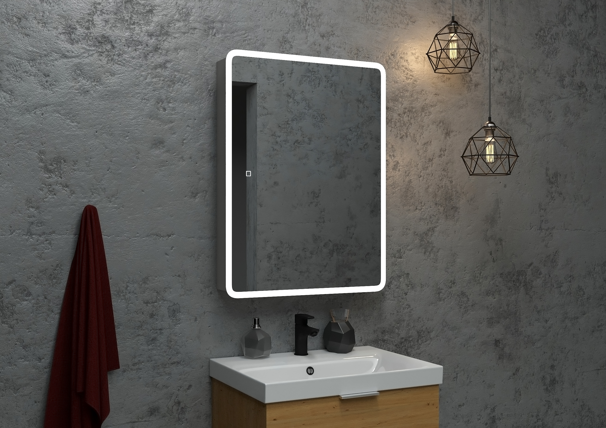 Зеркальный шкаф Континент Emotion LED 60x80 с подсветкой, МВК028