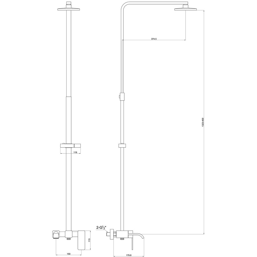 Душевая стойка Timo Selene SX-1013 хром