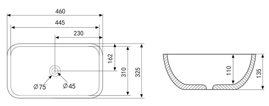 Раковина Abber Rechteck AC2200 46 см белый