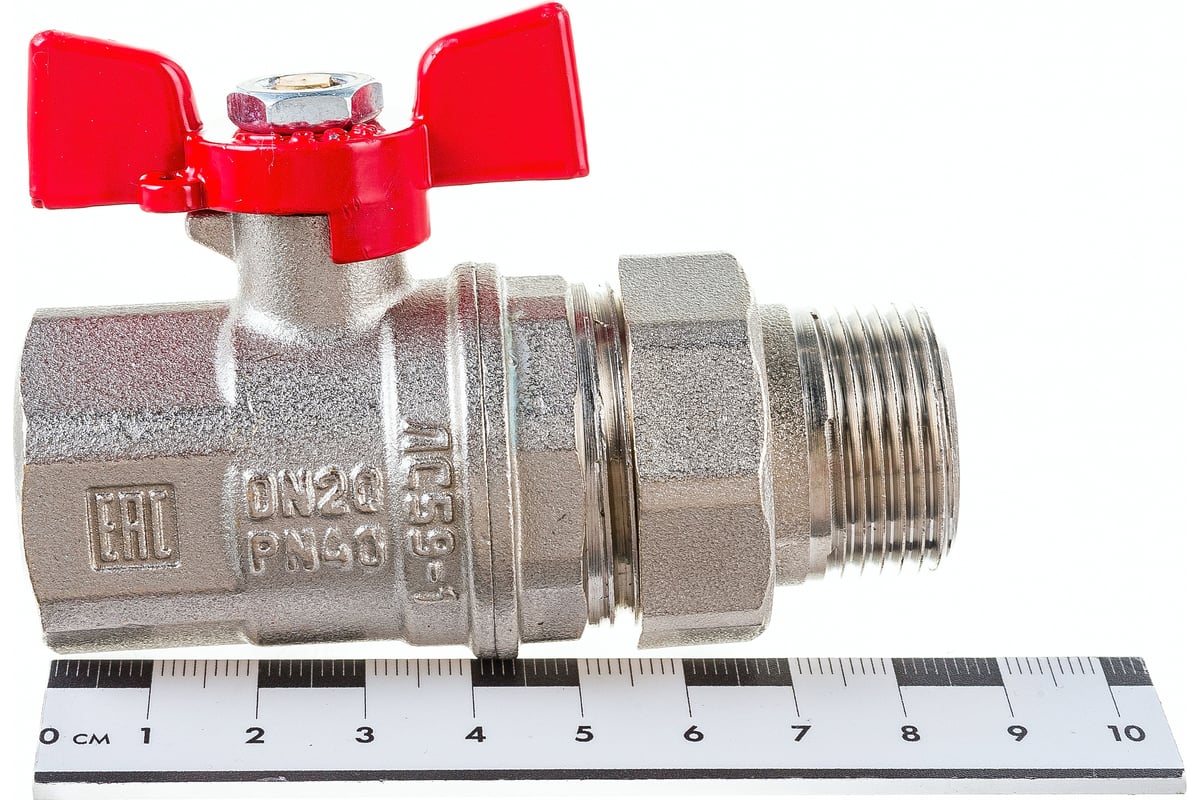 Шаровой кран Valfex PREMIUM для воды, с американкой, 3/4" ВР/НР, бабочка VF.227.NB1.034.PREMIUM
