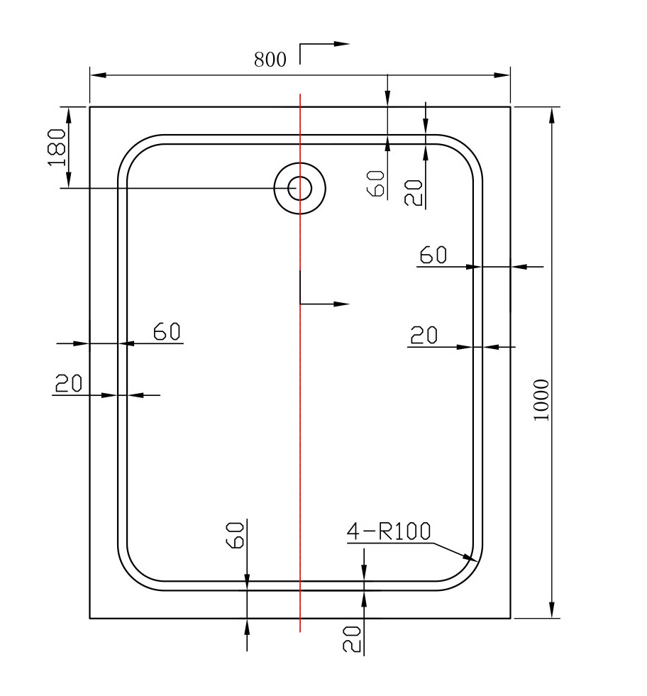 Поддон для душа Vincea VST-2AR 100x80 прямоугольный