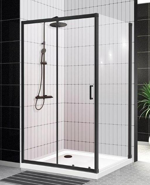 Душевой уголок BelBagno UNO-195-AH-1-120/80-C-NERO 120x80 прозрачный, черный