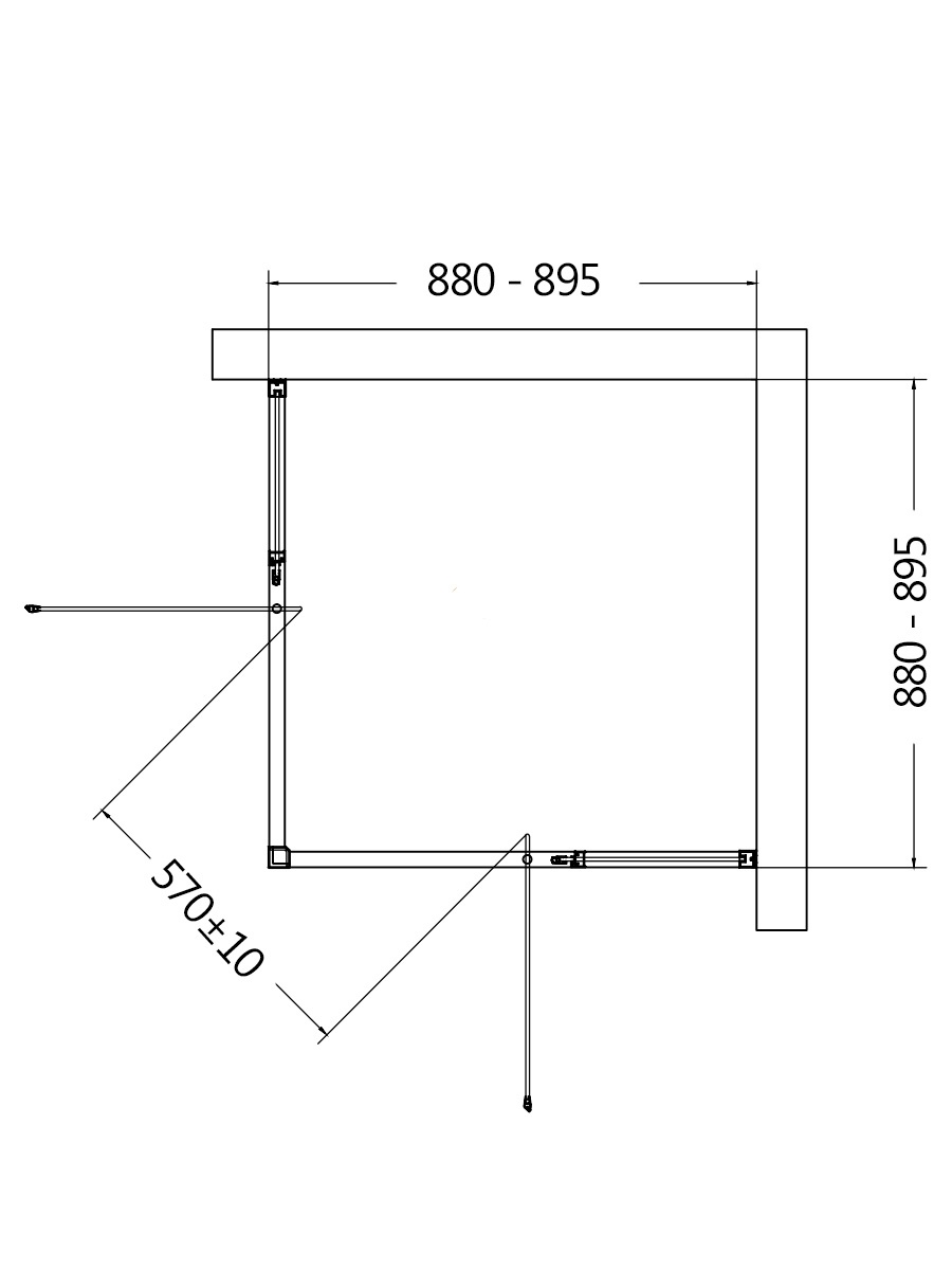 Душевой уголок AQUAme AQM7102-2-9 90x90 прозрачный, черный