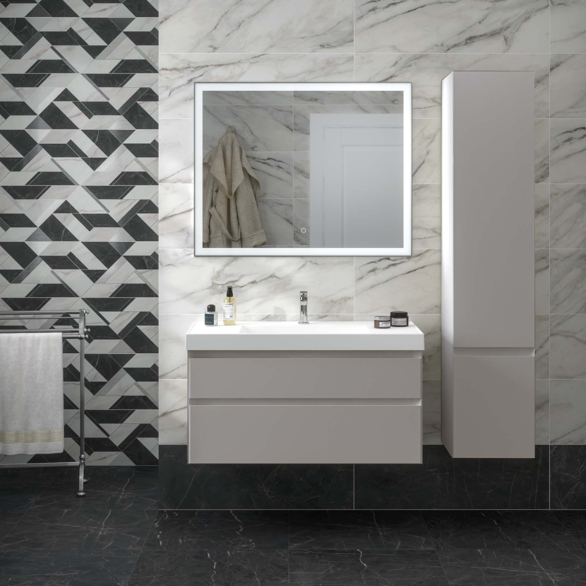 Тумба с раковиной Kerama Marazzi Cubo 100 см белый матовый