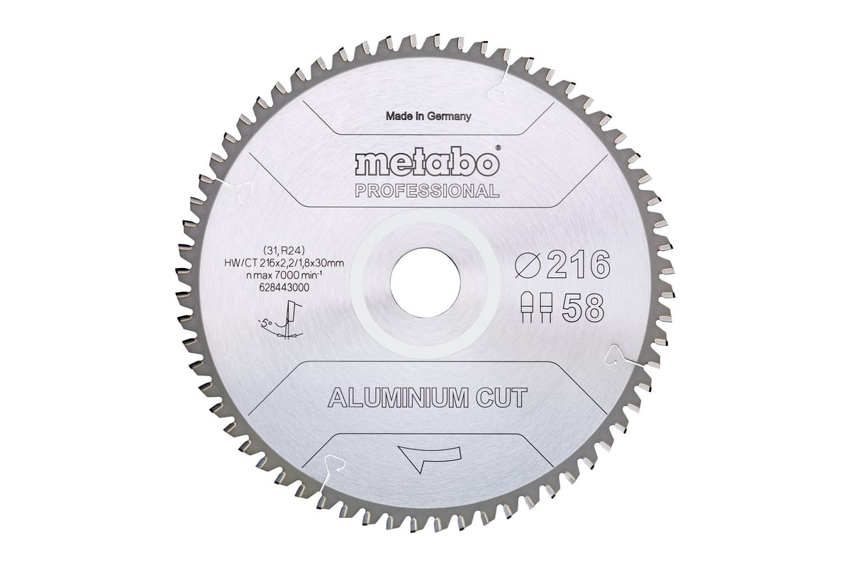 Диск пильный Aluminium Cut Professional (216x30 мм; 58Z; FZ/TZ5neg) Metabo 628443000