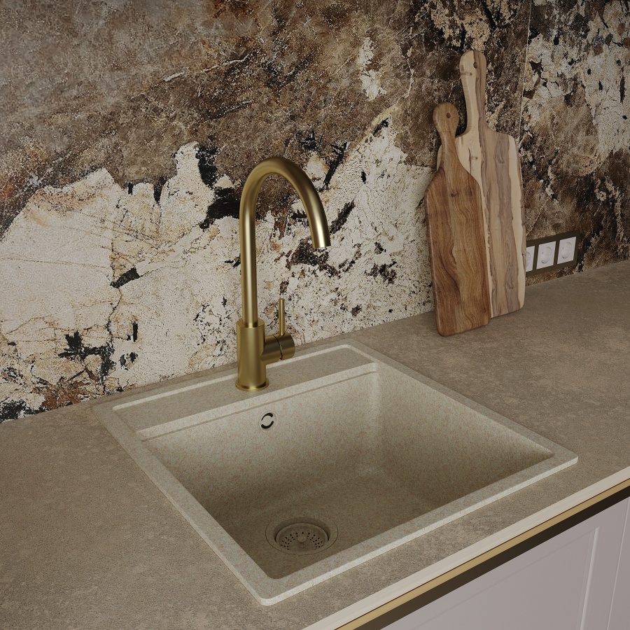 Смеситель для кухни Oliveeka OL-963002-BG золото матовое
