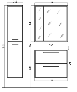 Зеркальный шкаф Raval Frame 75 см