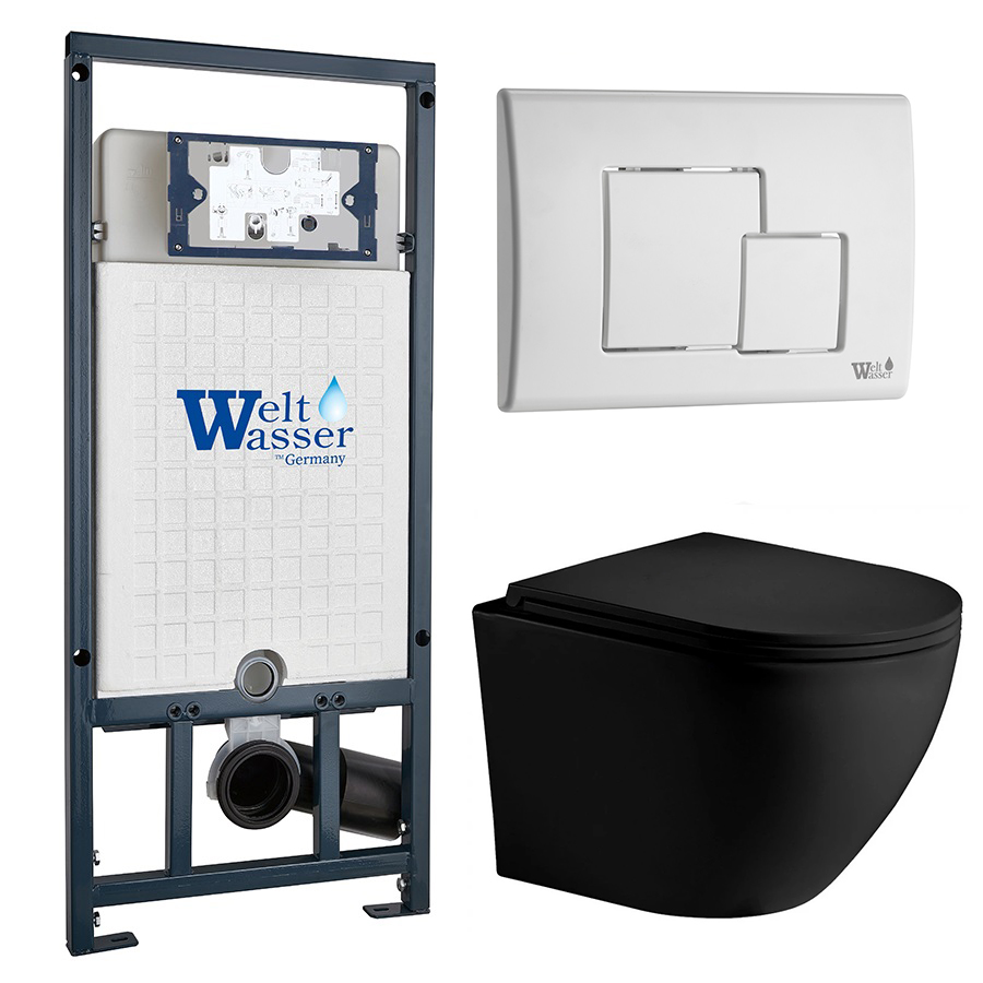 Комплект Weltwasser 10000011361 унитаз Merzbach 043 MT-BL + инсталляция Marberg 507 + кнопка Mar 507 SE GL-WT