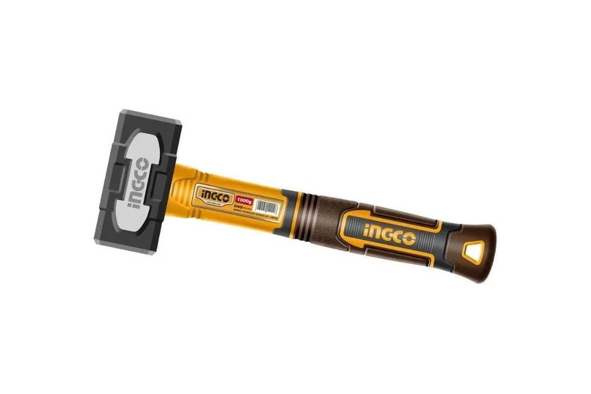 Тяжелая кувалда Ingco 1кг, ручка фибергласс, нескользящая HSTH81000