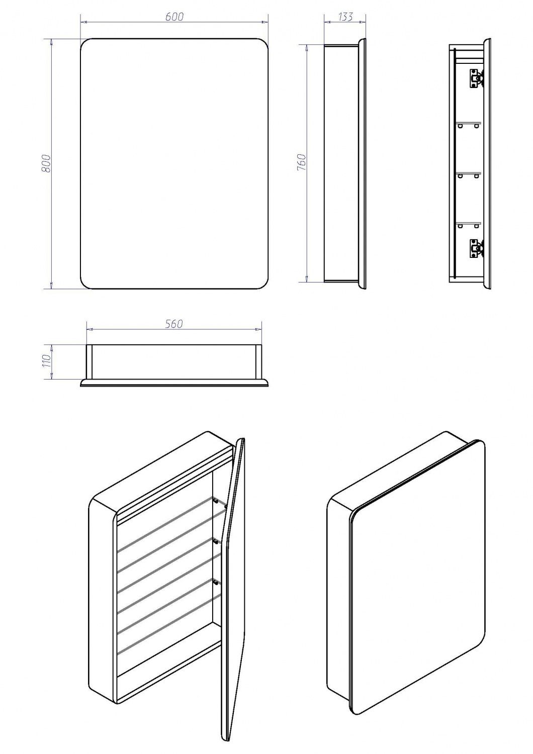 Зеркальный шкаф Art&Max Platino 60x80 с подсветкой