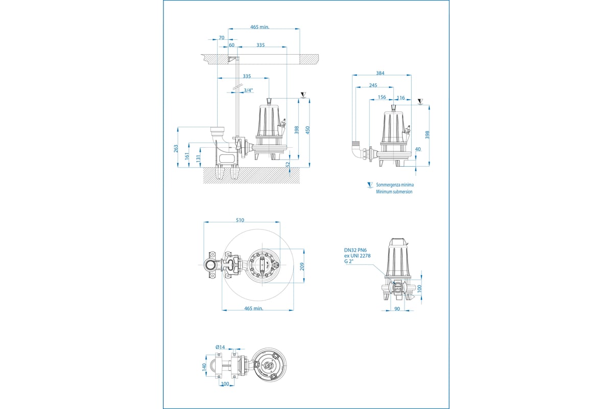 Погружной насос с режущим механизмом Dreno Pompe GX 50-2/220 T 2000051
