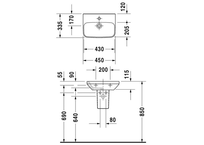 Раковина Duravit DuraStyle 45