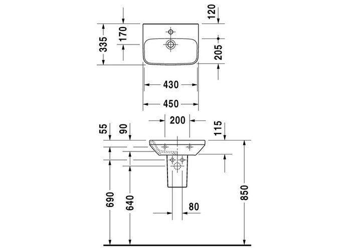 Раковина Duravit DuraStyle 45