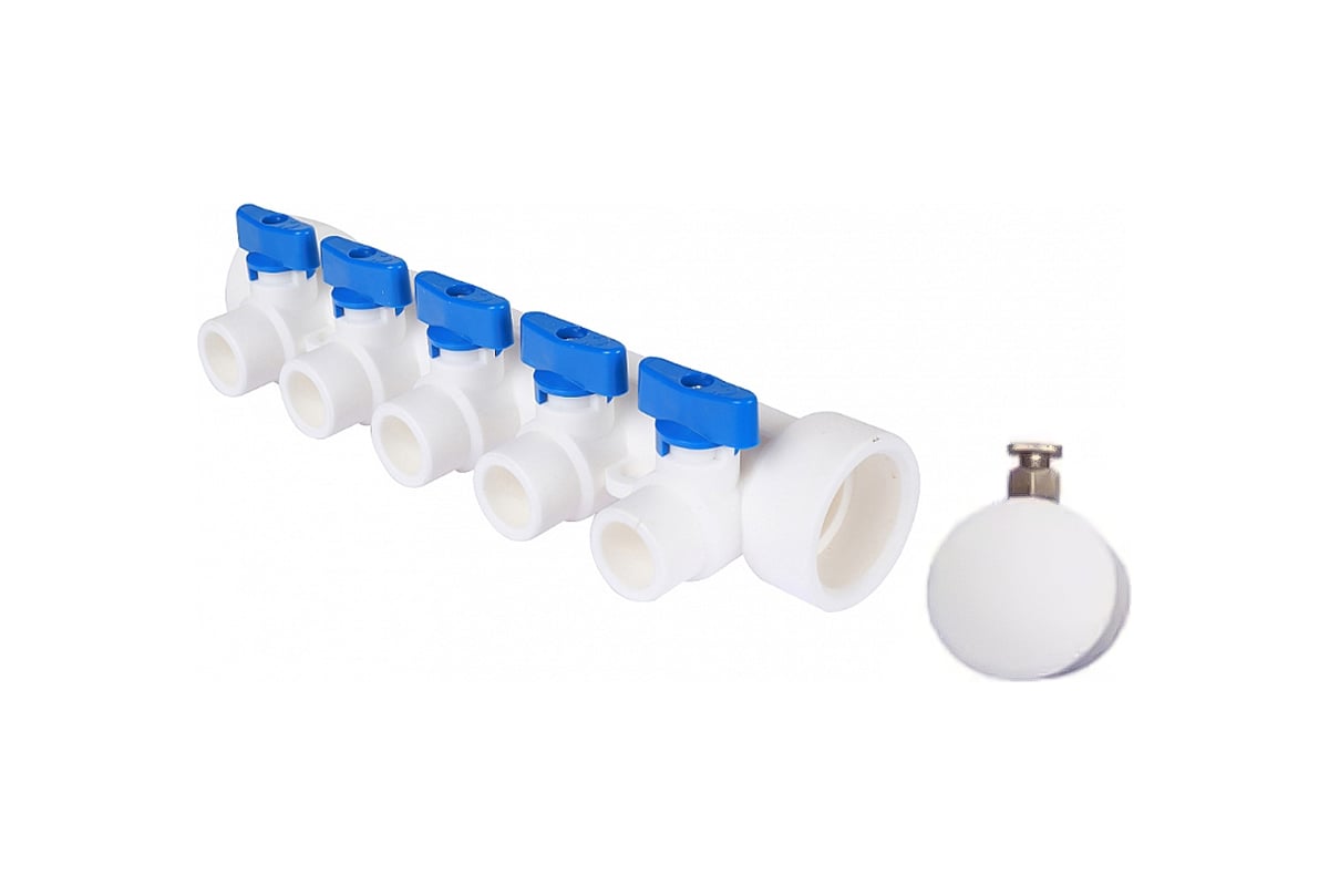 Коллектор с воздухоотводчиком MeerPlast ду40/5x20w синий D200-00019