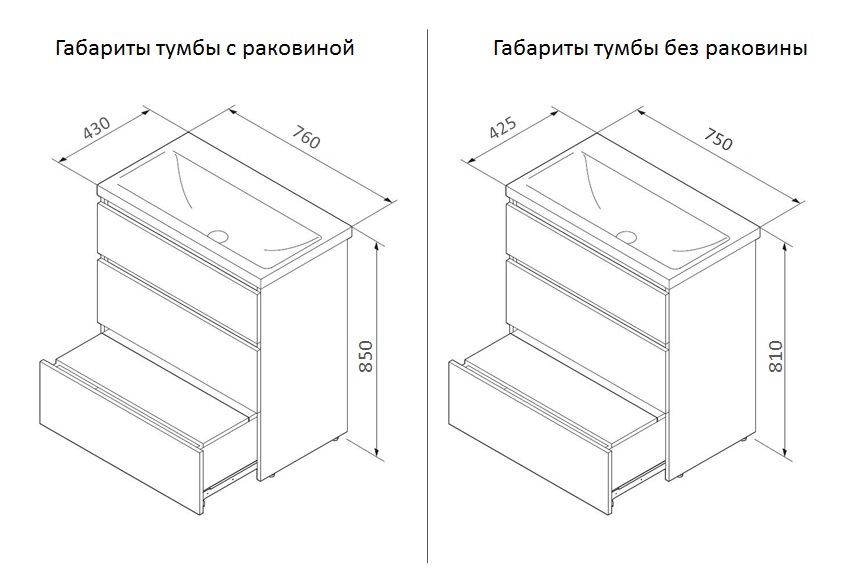 Тумба с раковиной Am.Pm Gem S 75 см