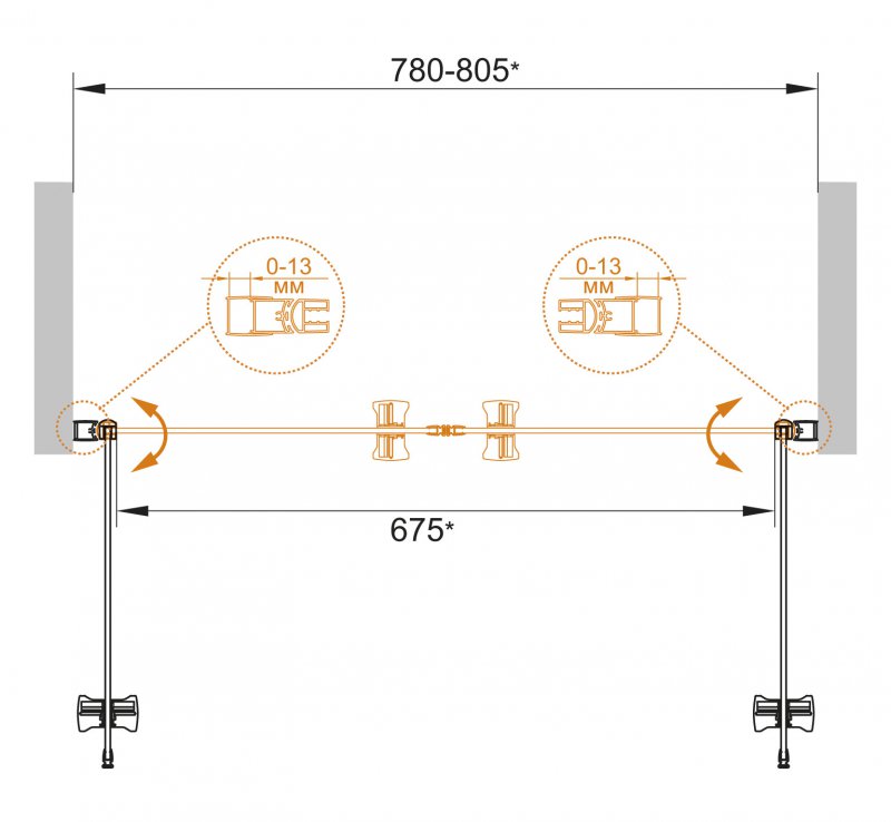 Душевая дверь Cezares Eco ECO-O-B-2-80-C-Cr 80x190 прозрачная