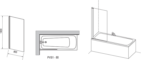 Шторка для ванны Ravak Pivot PVS1-80 сатин