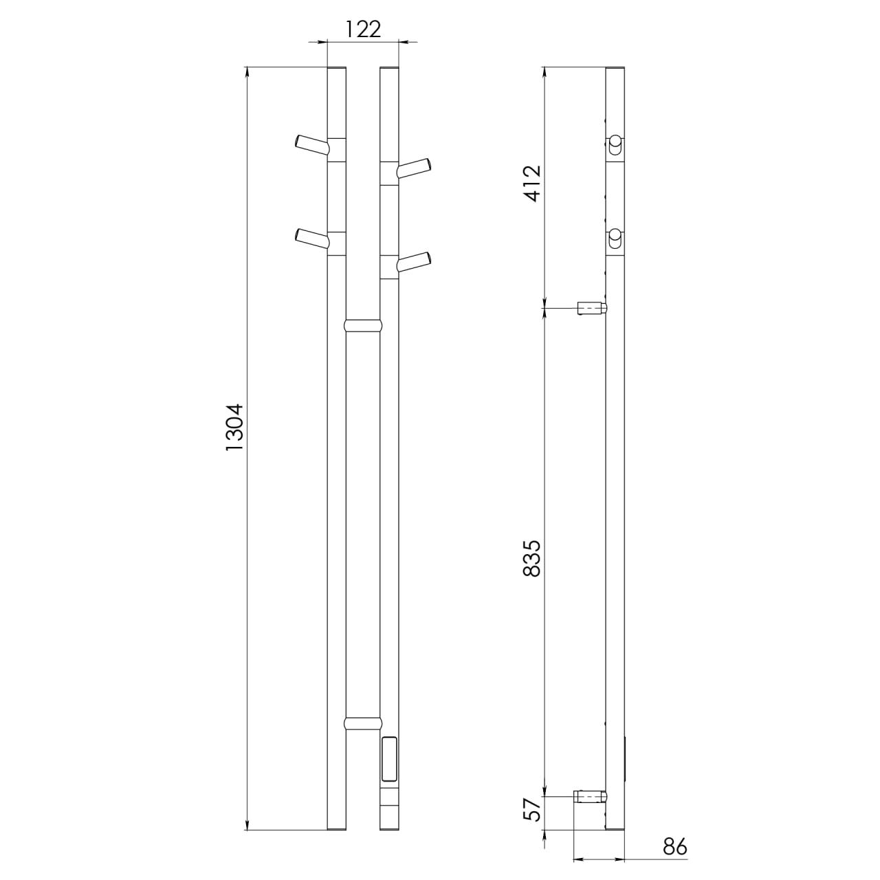 Полотенцесушитель электрический Vincea VTD-1D2BE 25x130 таймер, черный Полотенцесушитель электрический Vincea VTD-1D2BE 25x130 таймер, черный