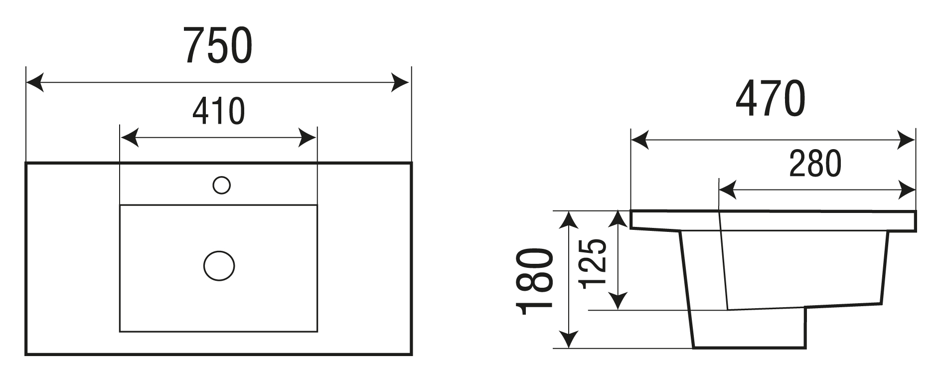 Раковина WeltWasser Deilbach 7505-75 75 см, 10000004627 белый