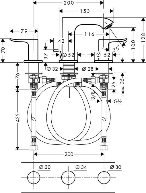 Смеситель для раковины Hansgrohe Metris 31083000