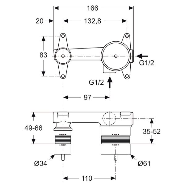 Скрытая часть для смесителя Ideal Standard A5948NU