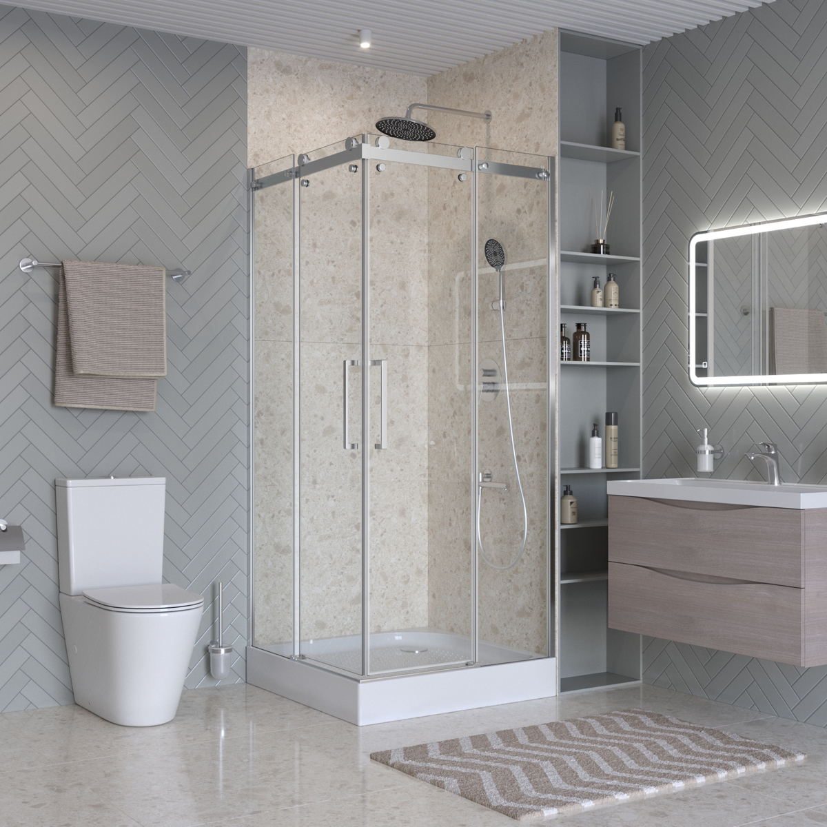 Душевой уголок BelBagno MARINO-2-A-2-90-C-CR 90x90 прозрачный, хром