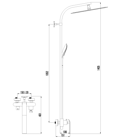 Душевая стойка Lemark Melange LM4960CW хром/белый