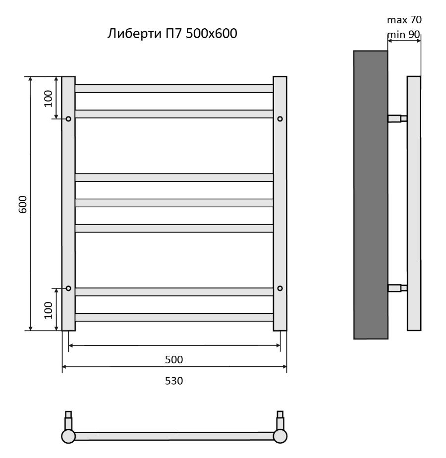 Полотенцесушитель водяной Aquatek Либерти П7 50x60 хром, AQ RR0760CH