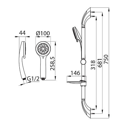 Душевой гарнитур Milardo 1705F75M16