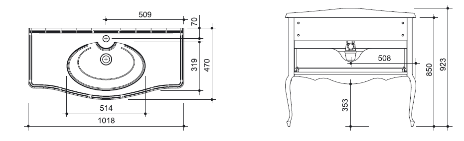 Тумба с раковиной Caprigo Bourget 100 см bianco antico