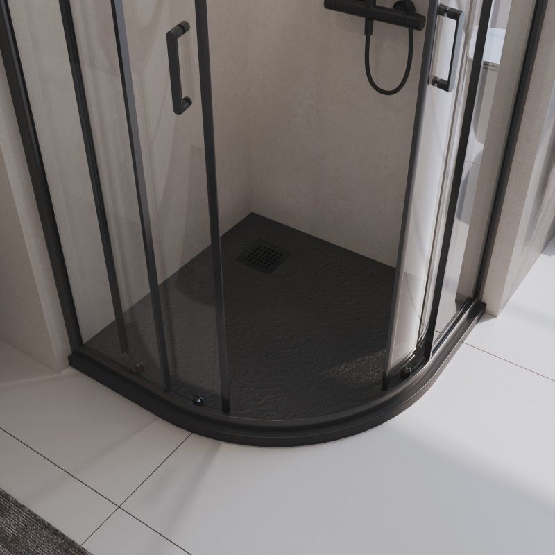 Поддон для душа BelBagno TRAY-MR-UNO-R-90-550-35-NERO-NO 90x90 черный, накладка черный