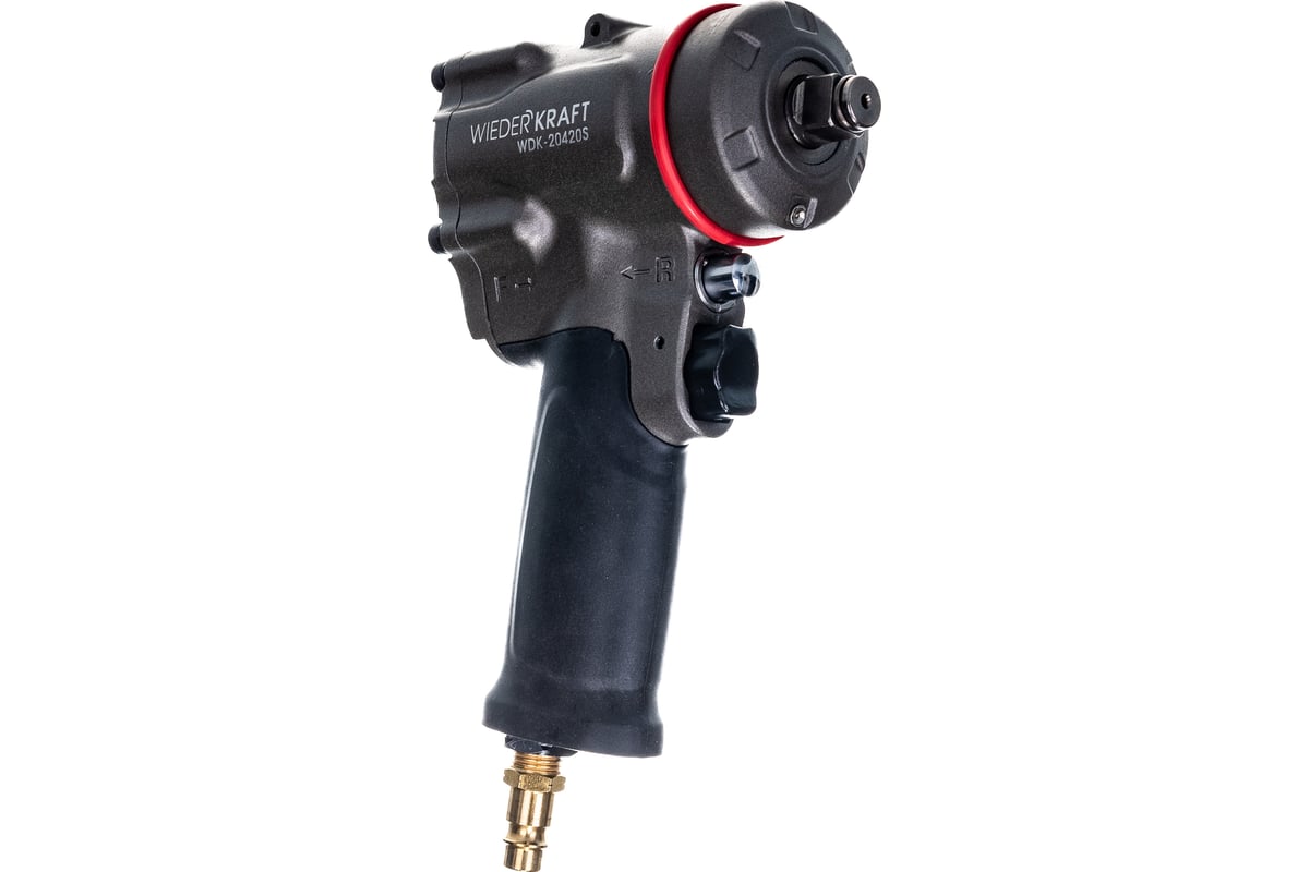 Компактный пневматический ударный гайковерт Wiederkraft 1/2", 1200 Нм, 119 мм WDK-20420S